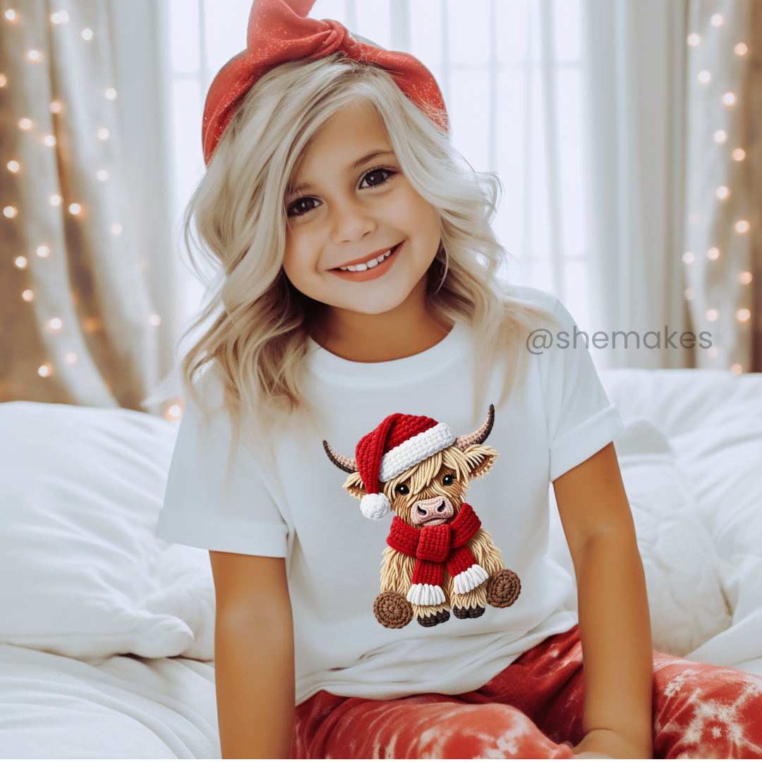 Crochet Christmas Cow - YOUTH T-Shirt