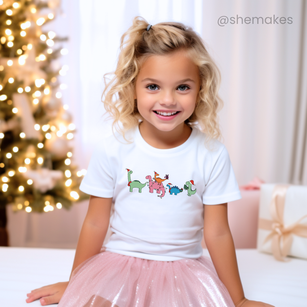 Festive Colourful Dinosaurs - YOUTH T-Shirt