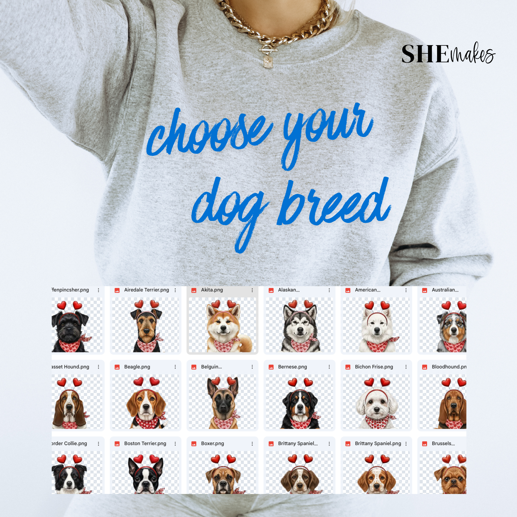 Custom Dog Breed Heart Ears - Adult Crewneck