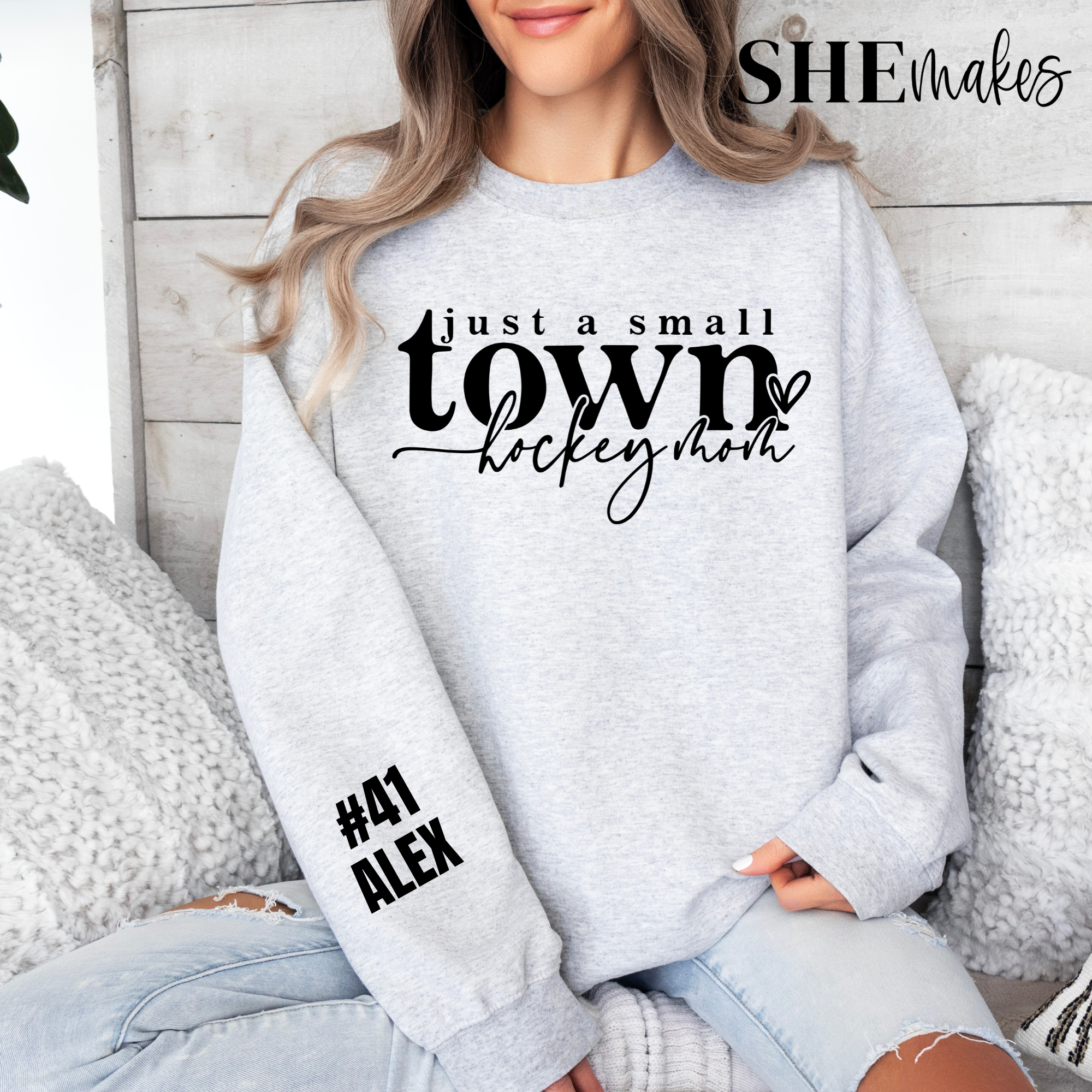Small Town Hockey Mom - Adult Crewneck