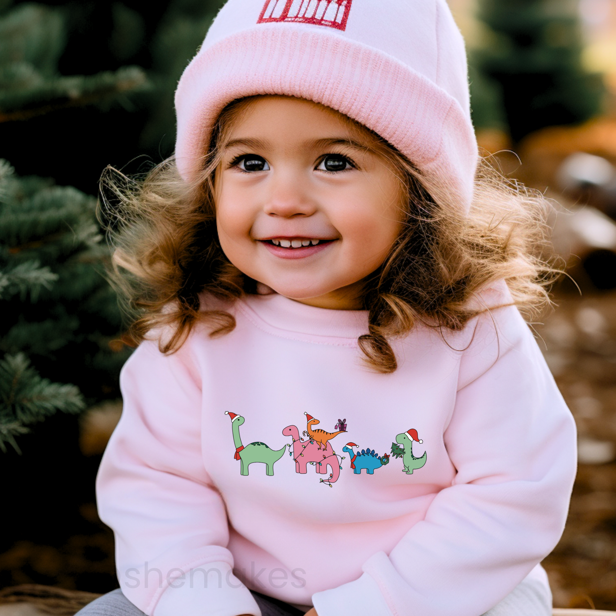 Festive Colourful Dinosaurs - Toddler Crewneck