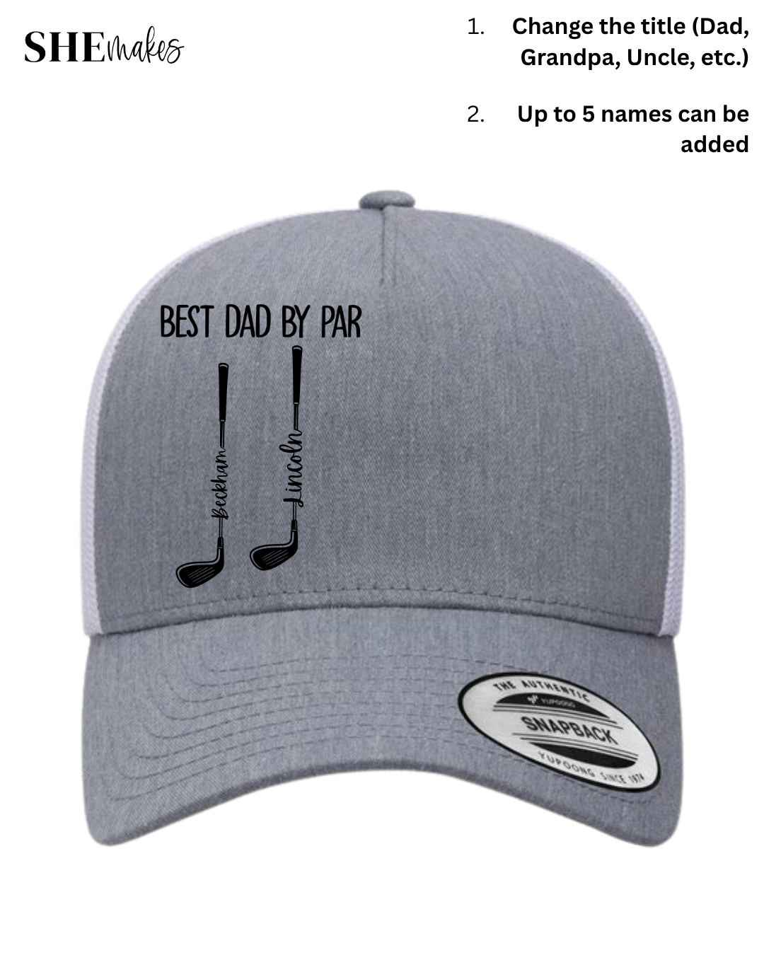Best Dad By Par - Personalized - Adult Hat
