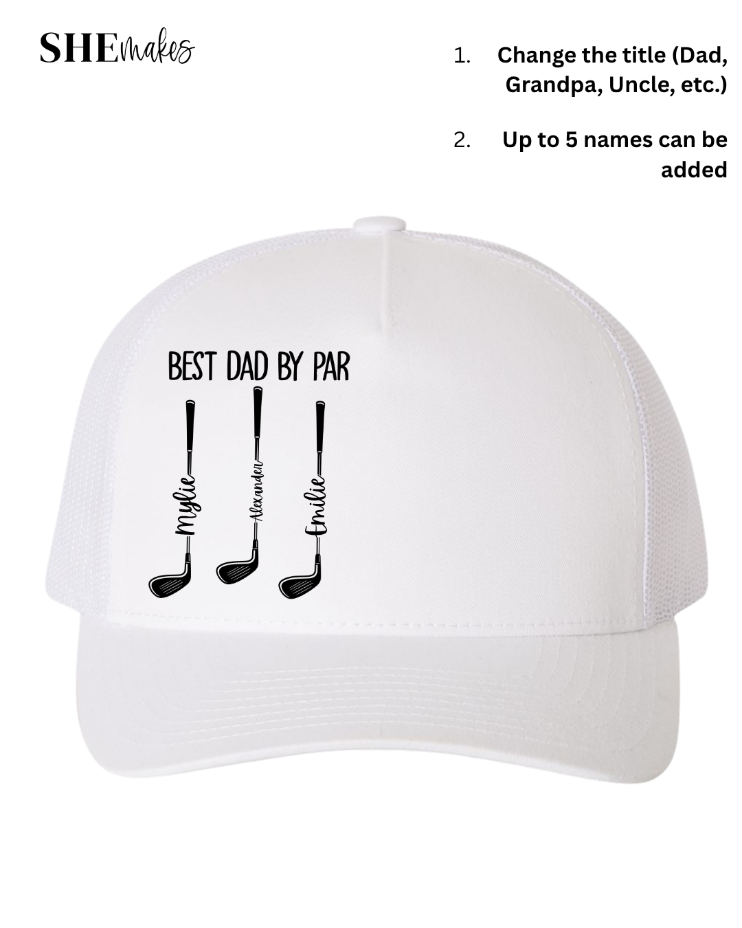 Best Dad By Par - Personalized - Adult Hat