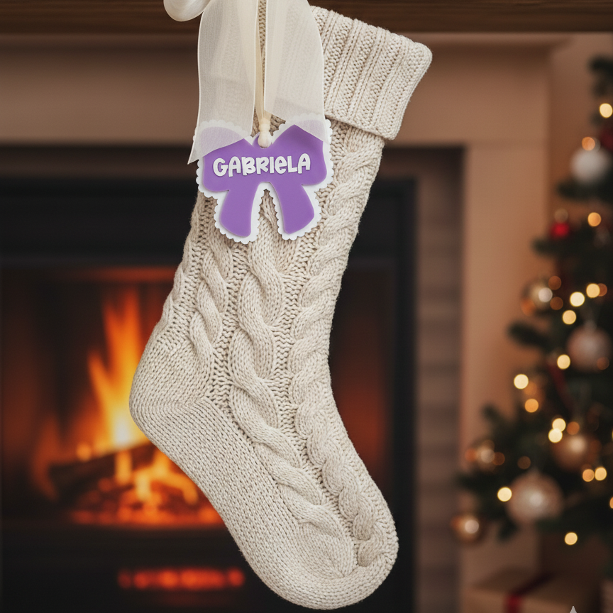 Purple Bow Ornament/Bag Tag