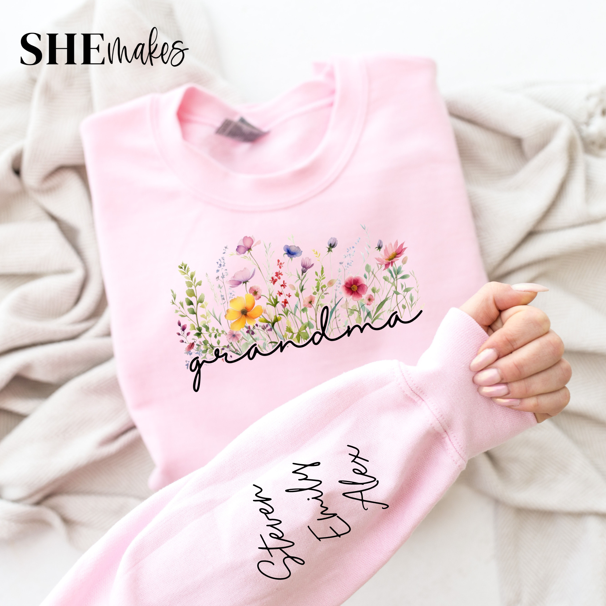 Grandma Florals - Personalized Names - Adult Crewneck