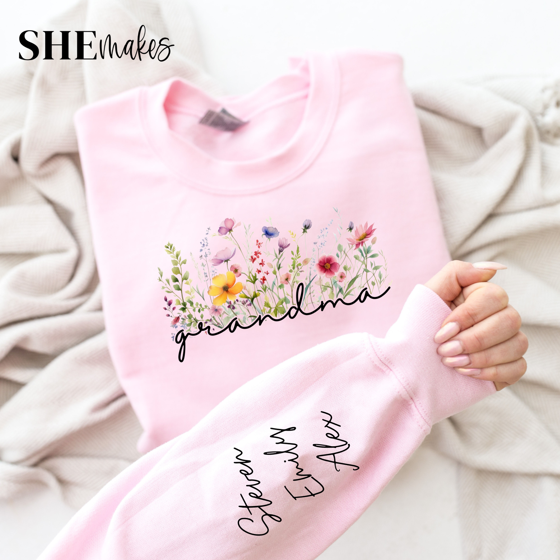 Grandma Florals - Personalized Names - Adult Crewneck