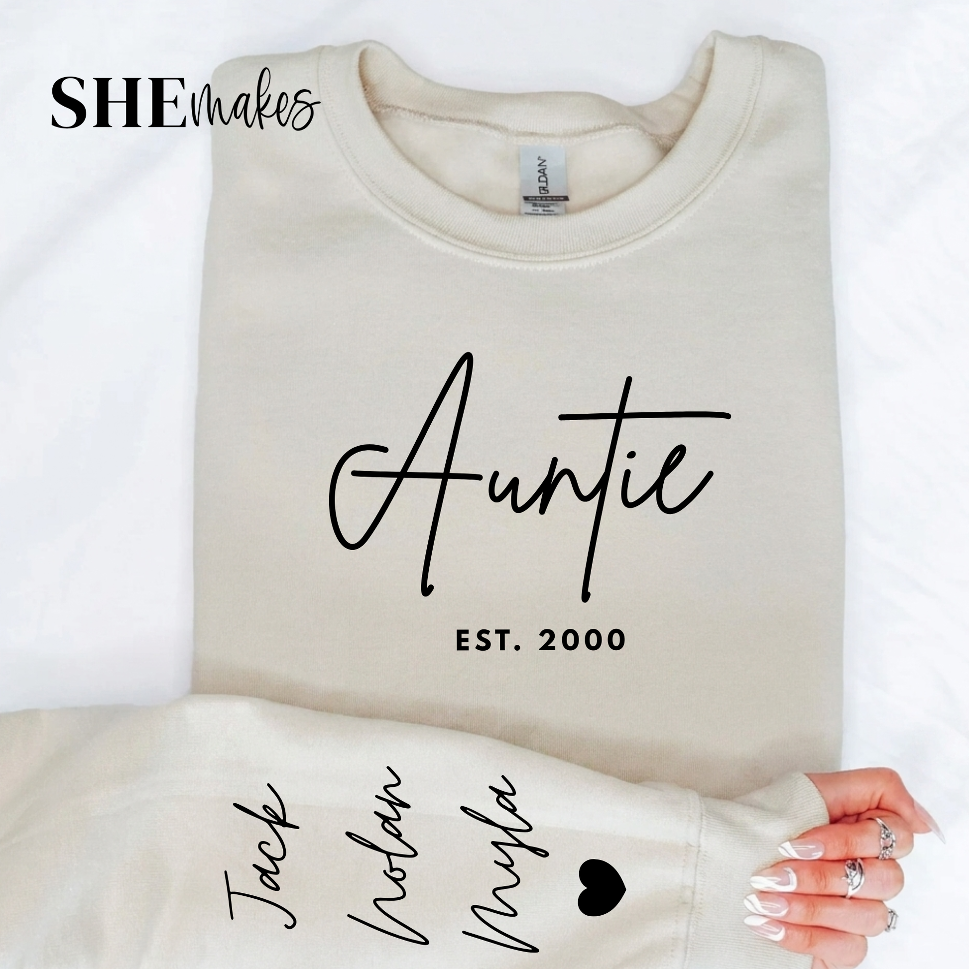 Auntie Personalized Names - Adult Crewneck