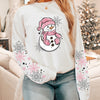 Pink Snowman  with sleeves -  Adult Crewneck
