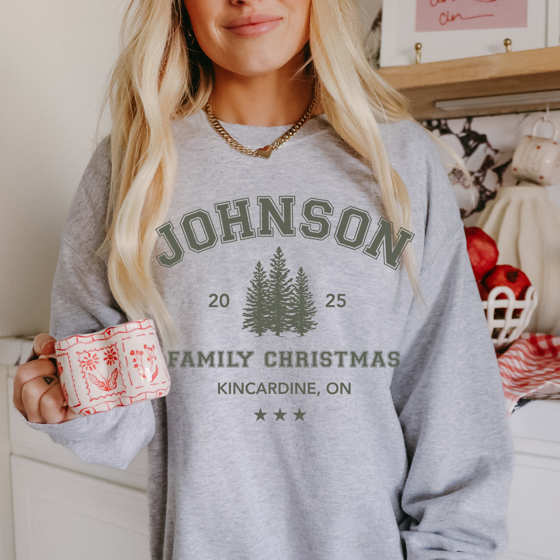 Matching Family Name Sweater - Trees (Adult)