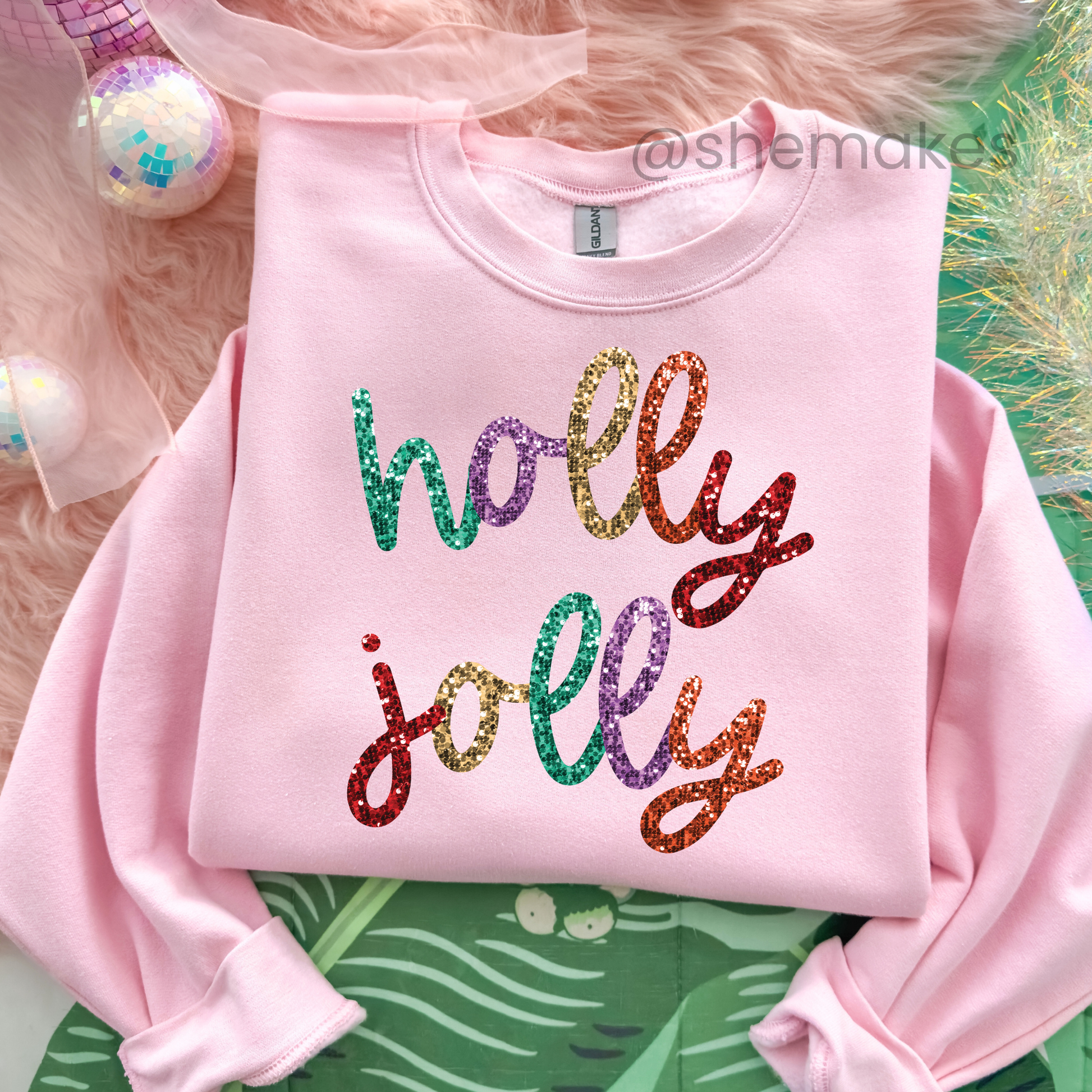 Glitter Holly Jolly - Adult Crewneck