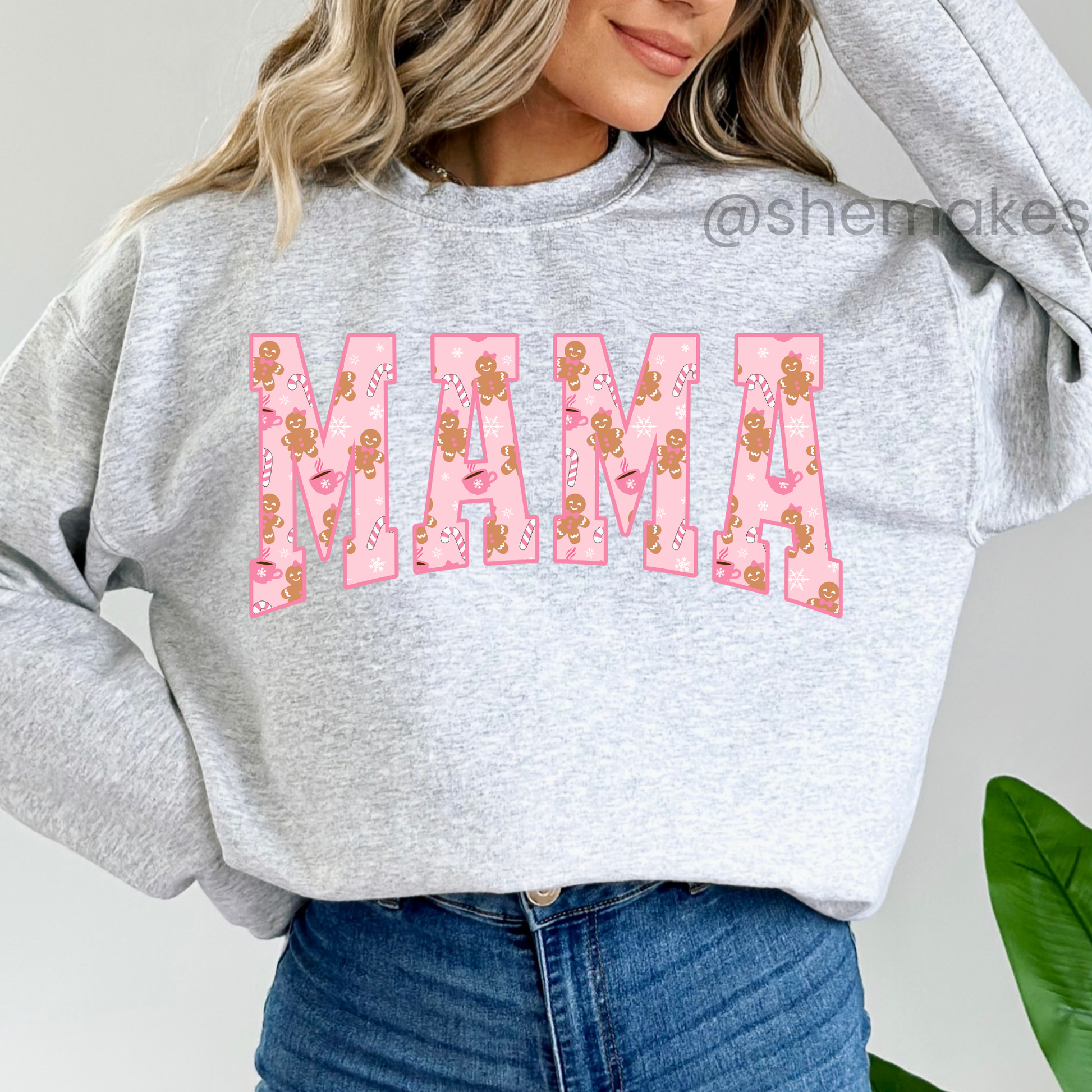 Gingerbread Pink Mama - Adult Crewneck