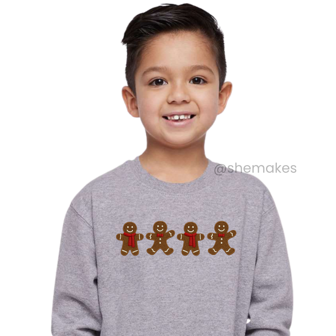 Gingerbread Embroidery Look - Youth Crewneck