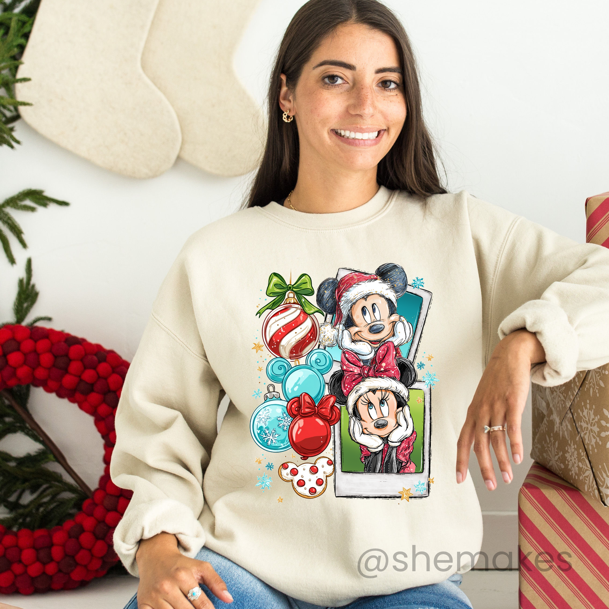 Christmas Mouse Couple Polaroids - Adult Crewneck