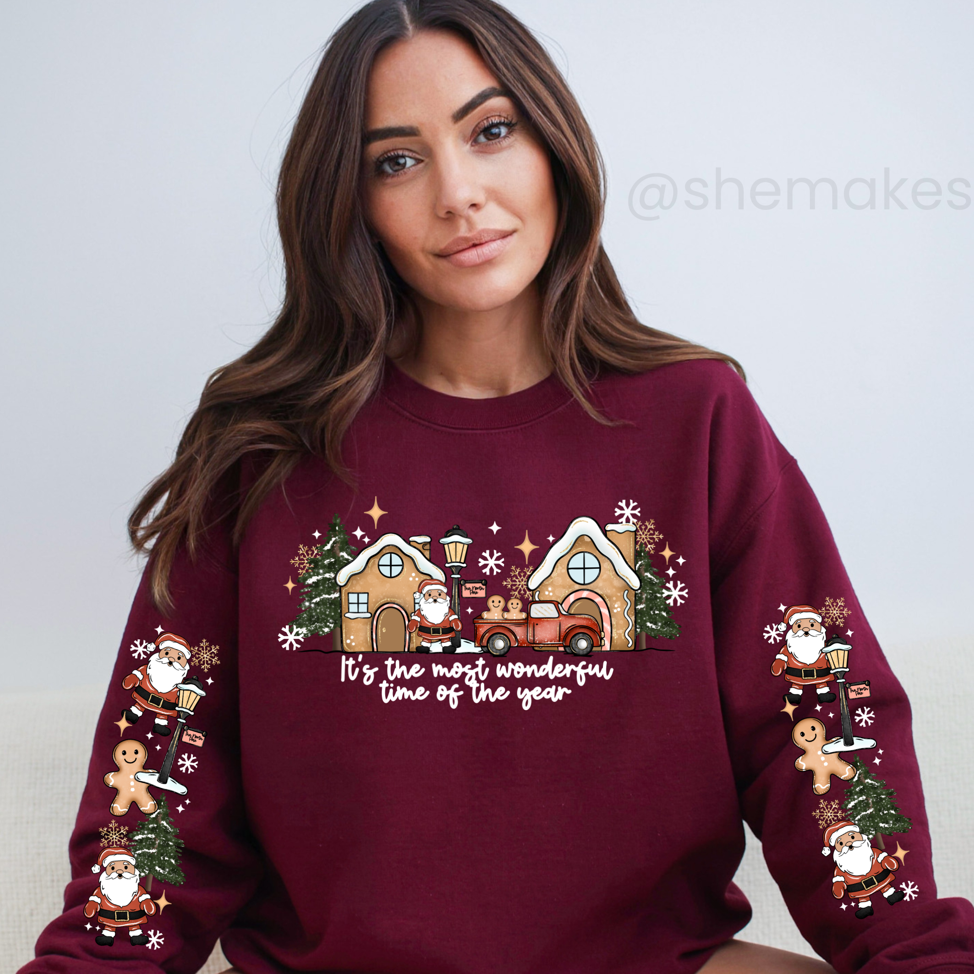 Santa Wonderful Time Of The Year with sleeves - Adult Crewneck