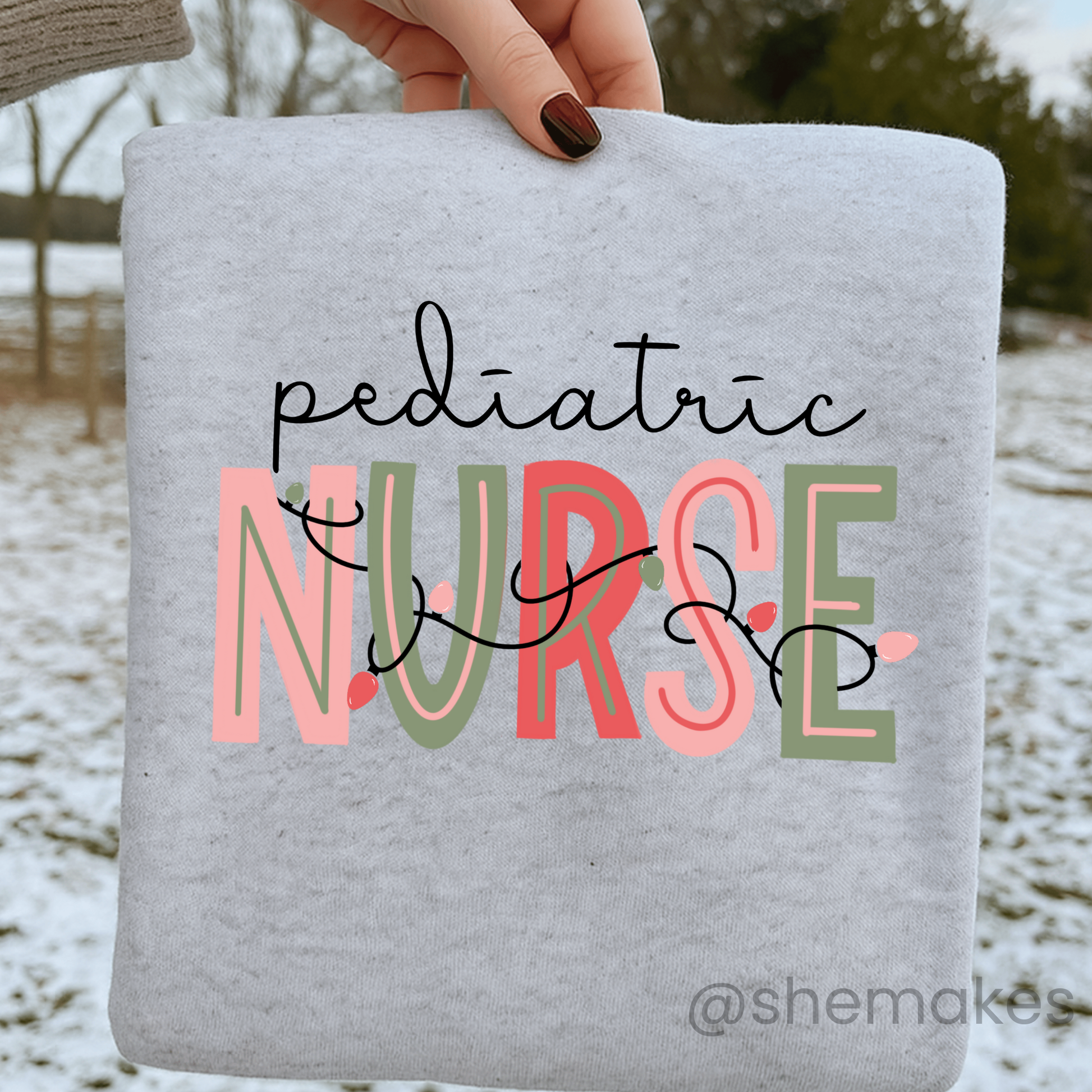 Pediatric Nurse Christmas Lights - Adult Crewneck