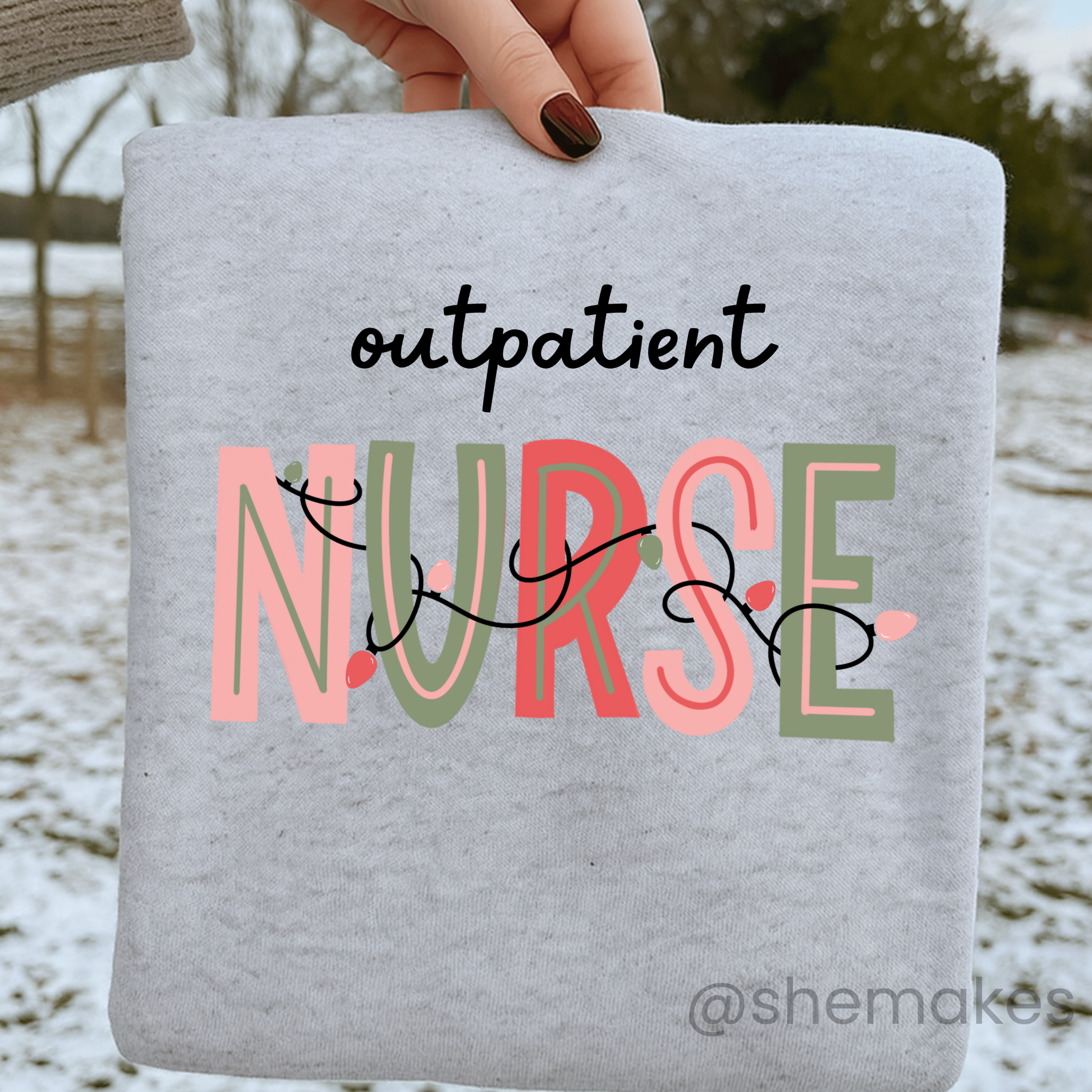 Outpatient Nurse Christmas Lights - Adult Crewneck