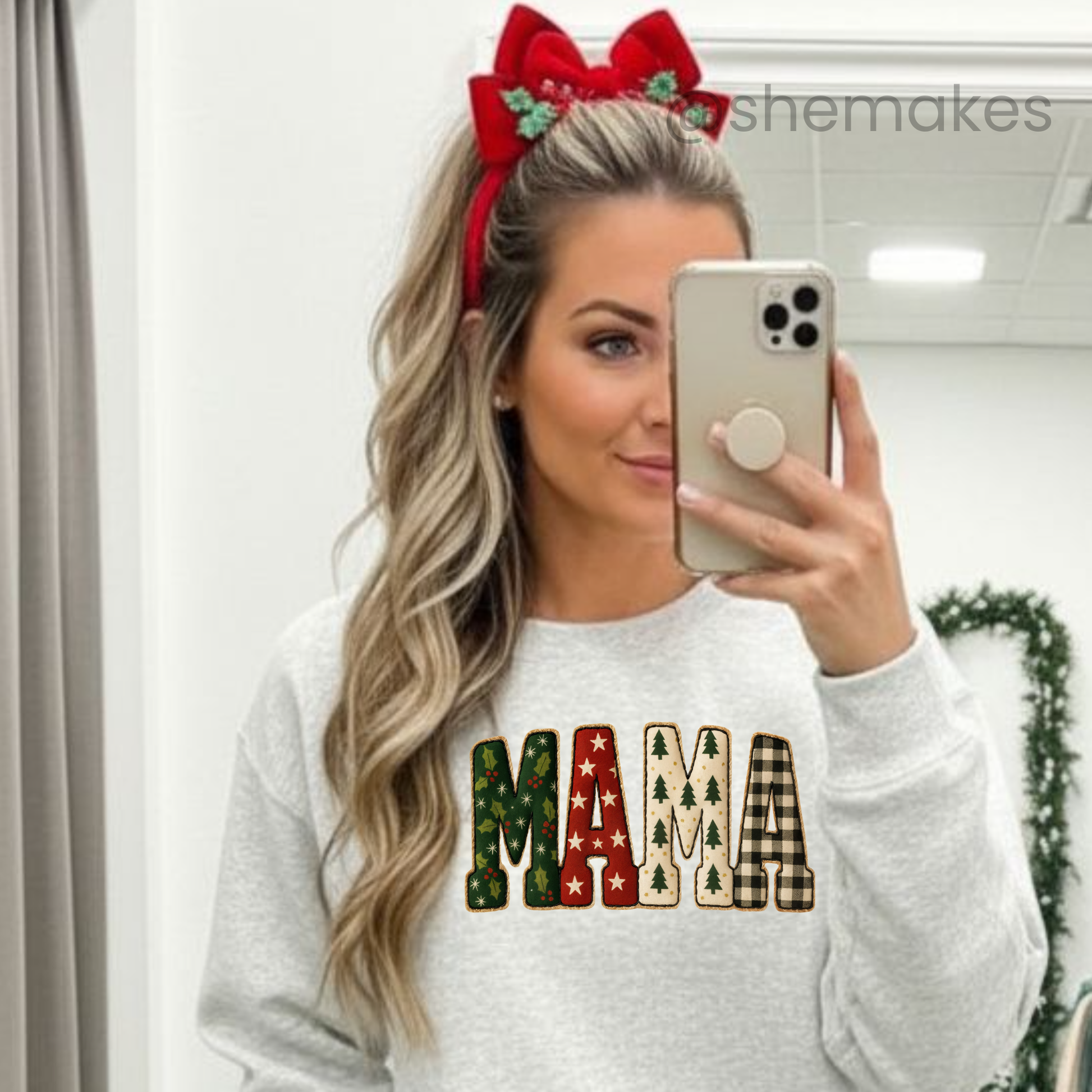 Mama Christmas Patched Look - Adult Crewneck