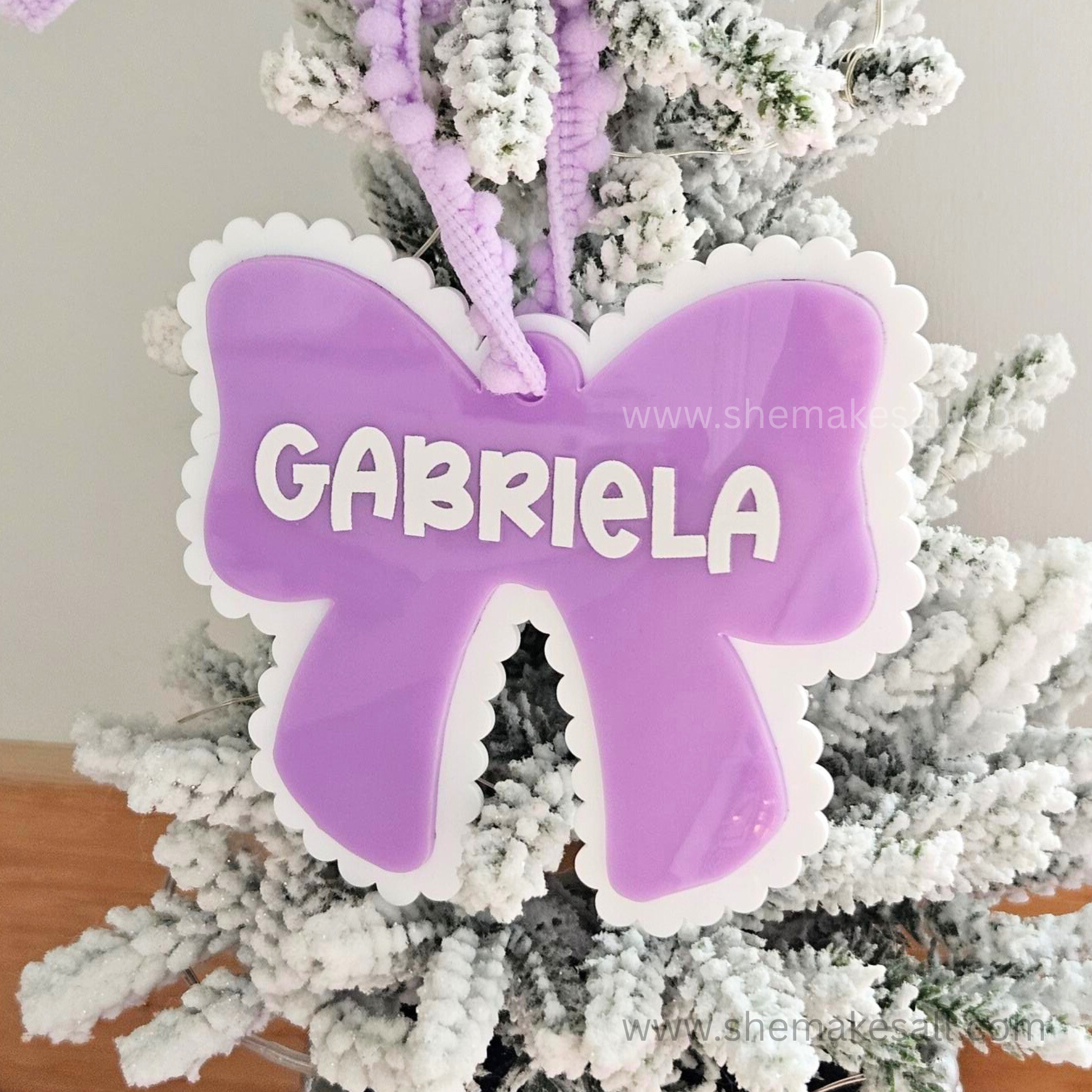 Purple Bow Ornament/Bag Tag